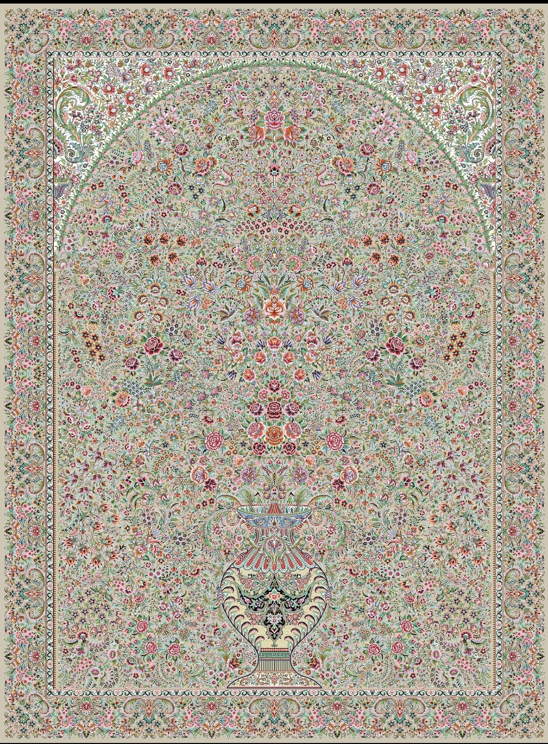 فرش 700 شانه گلدان نسکافه ای 