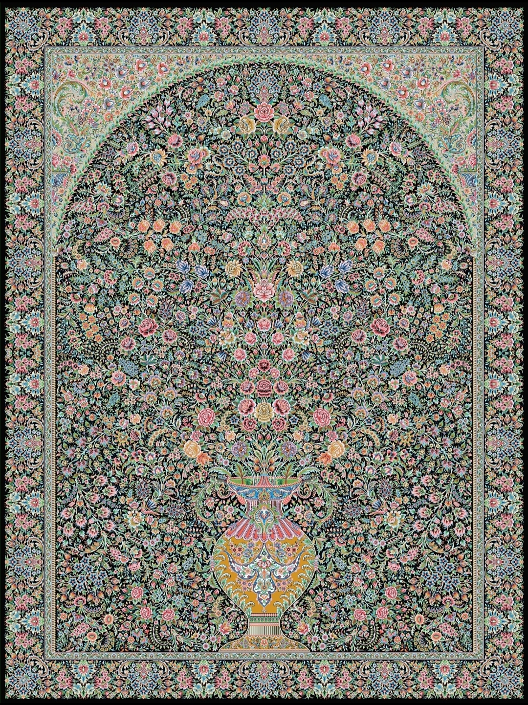 فرش 700 شانه گلدان سرمه ای