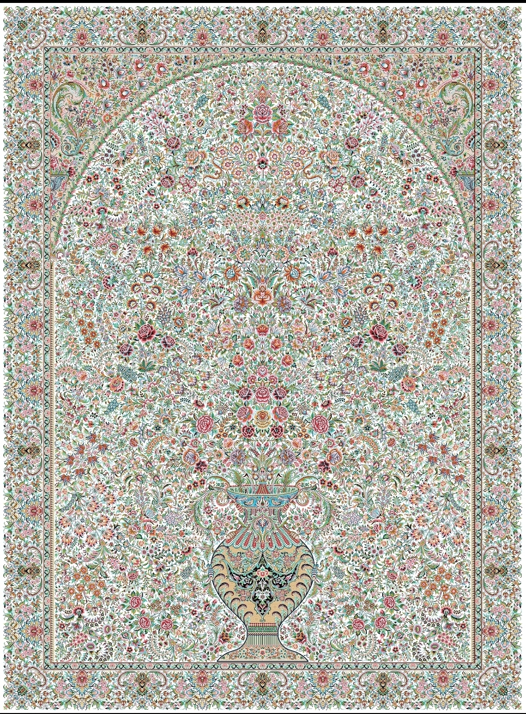فرش 700 شانه گلدان کرم